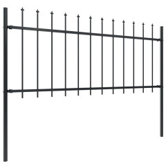 OMAXI Zahradní plot s kopím nahoře ocelový 1070 x 80 cm černý 710280