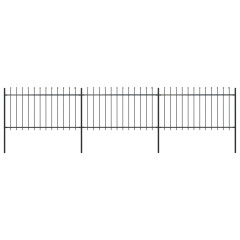 OMAXI Zahradní plot s kopím nahoře ocelový 537 x 100 cm černý 710341