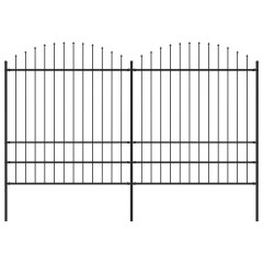 OMAXI Zahradní plot s kopím nahoře ocelový 359 x 200 cm černý 714783