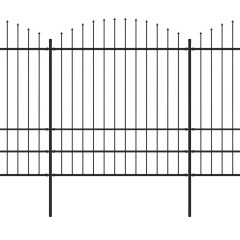 OMAXI Zahradní plot s kopím nahoře ocelový 359 x 200 cm černý 714783