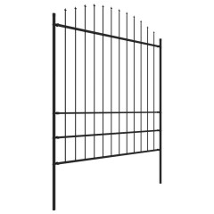 OMAXI Zahradní plot s kopím nahoře ocelový 359 x 200 cm černý 714783
