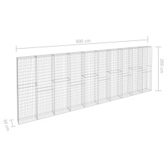 OMAXI Gabionová zeď s víky z pozinkované oceli 600 x 30 x 200 cm 571690