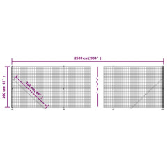 OMAXI Drátěný plot s přírubami antracitový 1,6 x 25 m 780418