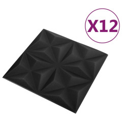 OMAXI 3D nástěnné panely 12 ks 50 x 50 cm origami černé 3 m² 850152