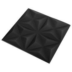 OMAXI 3D nástěnné panely 12 ks 50 x 50 cm origami černé 3 m² 850152