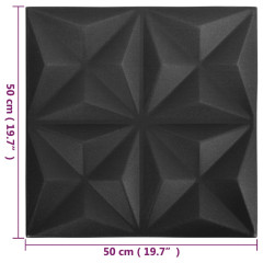 OMAXI 3D nástěnné panely 12 ks 50 x 50 cm origami černé 3 m² 850152