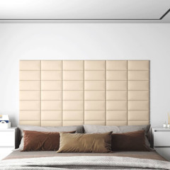 OMAXI Nástěnné panely 12 ks krémové 30 x 15 cm textil 0,54 m² 018643