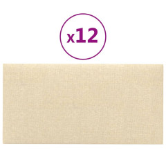 OMAXI Nástěnné panely 12 ks krémové 30 x 15 cm textil 0,54 m² 018643