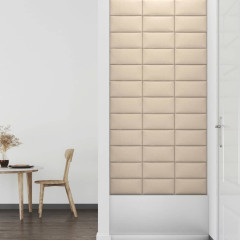 OMAXI Nástěnné panely 12 ks krémové 30 x 15 cm textil 0,54 m² 018643