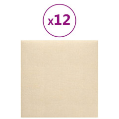 OMAXI Nástěnné panely 12 ks krémové 30 x 30 cm textil 1,08 m² 018926