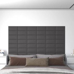 OMAXI Nástěnné panely 12 ks šedé 30 x 15 cm umělá kůže 0,54 m² 018780