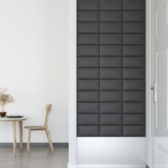 OMAXI Nástěnné panely 12 ks šedé 30 x 15 cm umělá kůže 0,54 m² 018780
