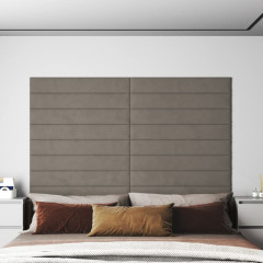 OMAXI Nástěnné panely 12 ks světle šedé 90 x 15 cm samet 1,62 m² 074656
