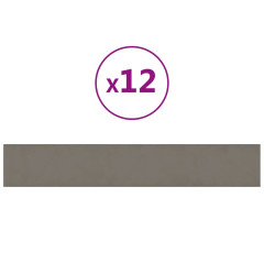 OMAXI Nástěnné panely 12 ks světle šedé 90 x 15 cm samet 1,62 m² 074656
