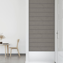 OMAXI Nástěnné panely 12 ks světle šedé 90 x 15 cm samet 1,62 m² 074656