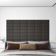 OMAXI Nástěnné panely 12 ks tmavě šedé 30 x 15 cm textil 0,54 m² 018667