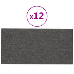 OMAXI Nástěnné panely 12 ks tmavě šedé 30 x 15 cm textil 0,54 m² 018667