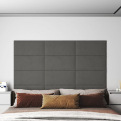 OMAXI Nástěnné panely 12 ks tmavě šedé 60 x 30 cm samet 2,16 m² 074380
