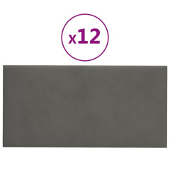 OMAXI Nástěnné panely 12 ks tmavě šedé 60 x 30 cm samet 2,16 m² 074380