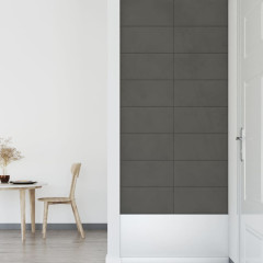 OMAXI Nástěnné panely 12 ks tmavě šedé 60 x 30 cm samet 2,16 m² 074380