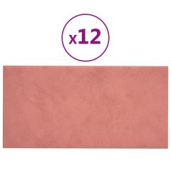 OMAXI Nástěnné panely 12 ks růžové 60 x 30 cm samet 2,16 m² 074403