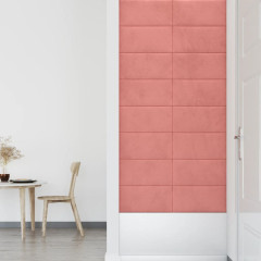 OMAXI Nástěnné panely 12 ks růžové 60 x 30 cm samet 2,16 m² 074403