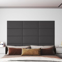 OMAXI Nástěnné panely 12 ks šedé 60 x 30 cm umělá kůže 2,16 m² 019626