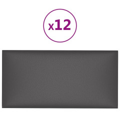OMAXI Nástěnné panely 12 ks šedé 60 x 30 cm umělá kůže 2,16 m² 019626