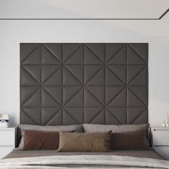 OMAXI Nástěnné panely 12 ks šedé 30 x 30 cm umělá kůže 0,54 m² 075165