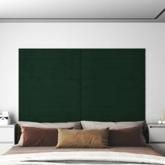 OMAXI Nástěnné panely 12 ks tmavě zelené 90 x 15 cm samet 1,62 m² 074670