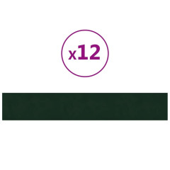 OMAXI Nástěnné panely 12 ks tmavě zelené 90 x 15 cm samet 1,62 m² 074670