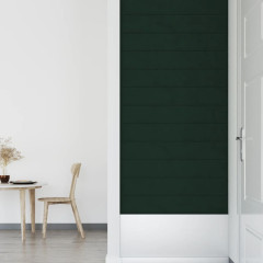 OMAXI Nástěnné panely 12 ks tmavě zelené 90 x 15 cm samet 1,62 m² 074670