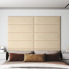 OMAXI Nástěnné panely 12 ks krémové 90 x 30 cm textil 3,24 m² 074748