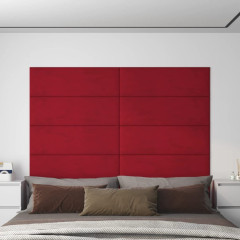 OMAXI Nástěnné panely 12 ks vínové 90 x 30 cm samet 3,24 m² 074977