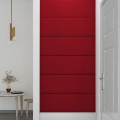 OMAXI Nástěnné panely 12 ks vínové 90 x 30 cm samet 3,24 m² 074977