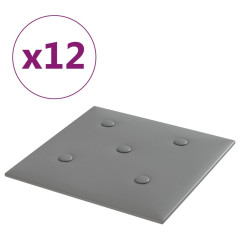 OMAXI Nástěnné panely 12 ks šedé 30 x 30 cm umělá kůže 1,08 m² 075516