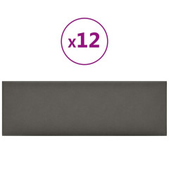 OMAXI Nástěnné panely 12 ks šedé 90 x 30 cm umělá kůže 3,24 m² 074885