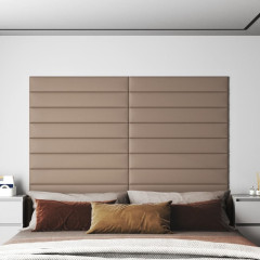 OMAXI Nástěnné panely 12 ks cappuccino 90 x 15 cm umělá kůže 1,62 m² 074618