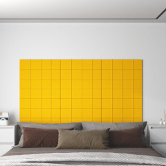 OMAXI Nástěnné panely 12 ks žluté 60 x 15 cm samet 1,08 m² 076438