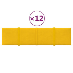 OMAXI Nástěnné panely 12 ks žluté 60 x 15 cm samet 1,08 m² 076438
