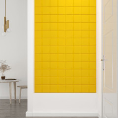 OMAXI Nástěnné panely 12 ks žluté 60 x 15 cm samet 1,08 m² 076438