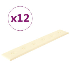 OMAXI Nástěnné panely 12 ks krémové 90 x 15 cm umělá kůže 1,62 m² 075707