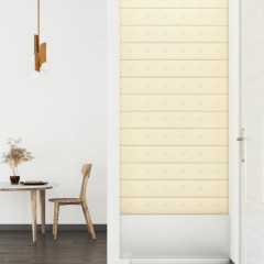 OMAXI Nástěnné panely 12 ks krémové 90 x 15 cm umělá kůže 1,62 m² 075707