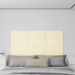OMAXI Nástěnné panely 12 ks krémové 60 x 30 cm umělá kůže 2,16 m² 075639