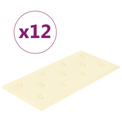 OMAXI Nástěnné panely 12 ks krémové 60 x 30 cm umělá kůže 2,16 m² 075639