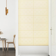 OMAXI Nástěnné panely 12 ks krémové 60 x 30 cm umělá kůže 2,16 m² 075639