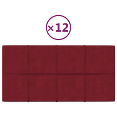 OMAXI Nástěnné panely 12 ks vínové 60 x 30 cm samet 2,16 m² 076629