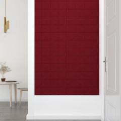 OMAXI Nástěnné panely 12 ks vínové 60 x 30 cm samet 2,16 m² 076629