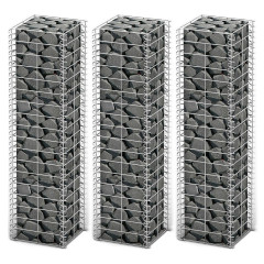 OMAXI Sada gabionů 3 ks pozinkovaný drát 25 x 25 x 100 cm 875598