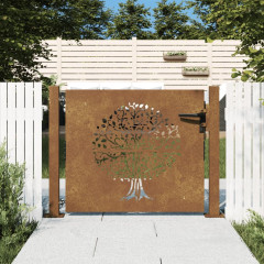 OMAXI Zahradní branka 105 x 105 cm cortenová ocel Strom 217404